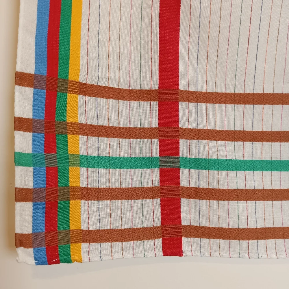 2 Vintage Colorful Plaid Women's Scarf /Handkerchief/Pocket Square